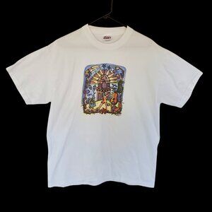 VTG Hanes Beefy T Shirt L Plaza Art Fair Kansas City St Luke White Knit Graphic